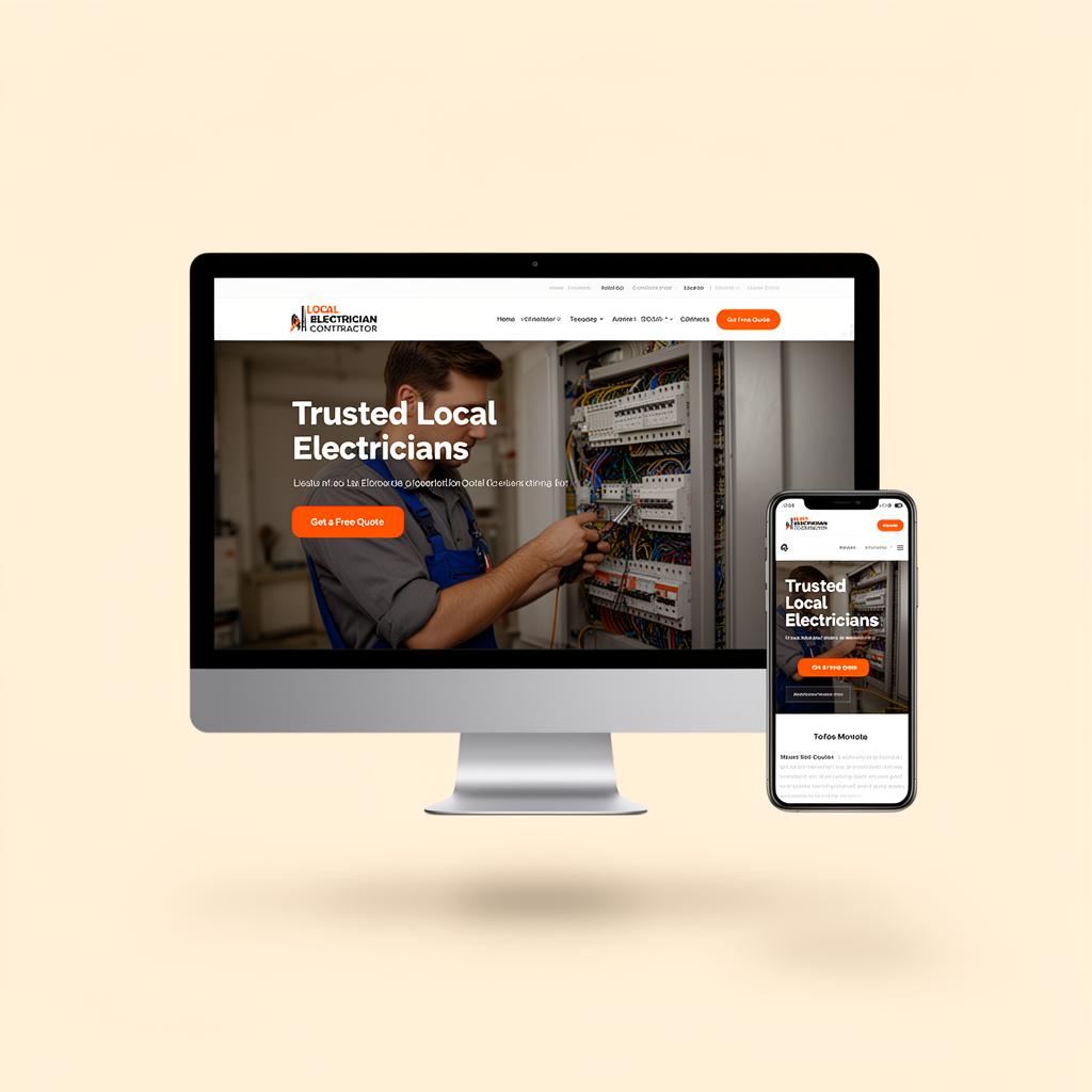 Modern contractor website shown on desktop and phone